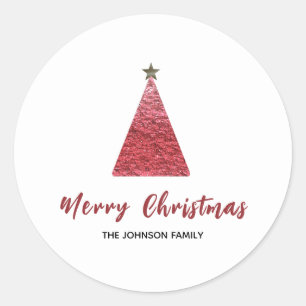 Moderner froher Weihnachtsbaum Minimalistischer Ur Runder Aufkleber