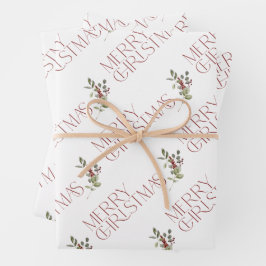 Moderner froher Weihnachtsgrün Urlaub Geschenkpapier Set