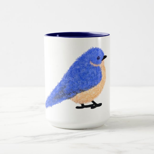 Moderner, fröhlicher Blauvogel Tasse (Zentrum)