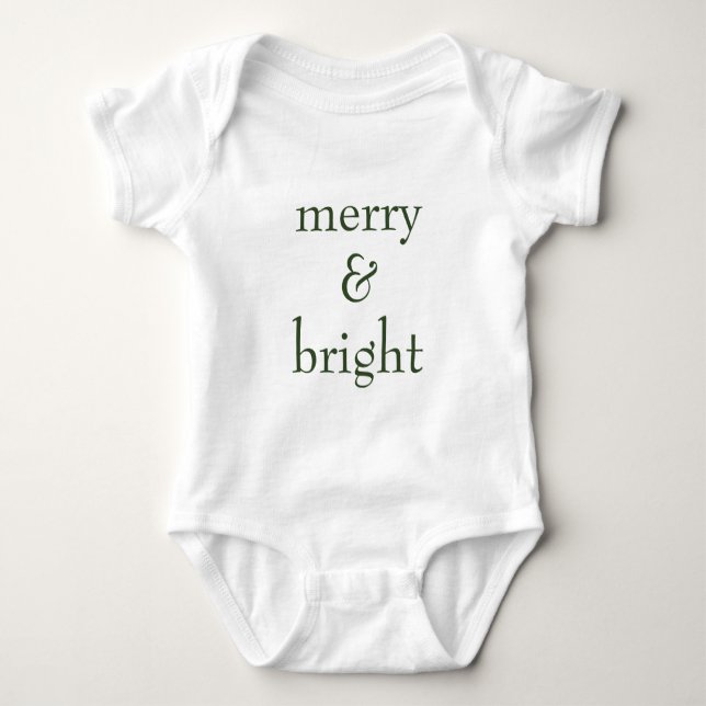Moderner, fröhlicher und heller grüner Weihnachtsu Baby Strampler (Vorderseite)