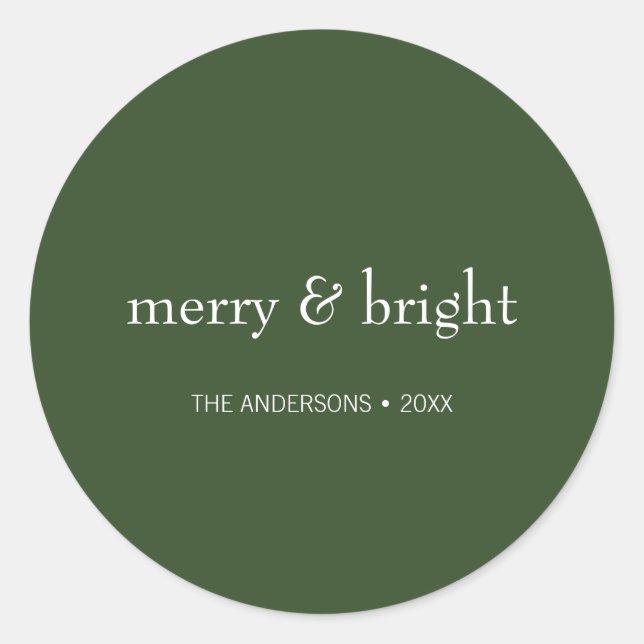 Moderner, fröhlicher und heller grüner Weihnachtsu Runder Aufkleber (Vorderseite)