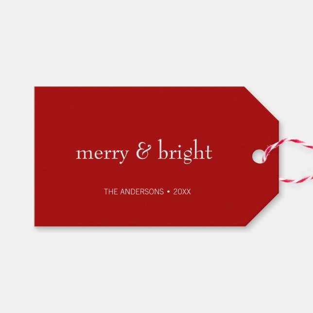 Moderner, fröhlicher und heller Weihnachtsurlaub Geschenkanhänger (Vorderseite (Horizontal))