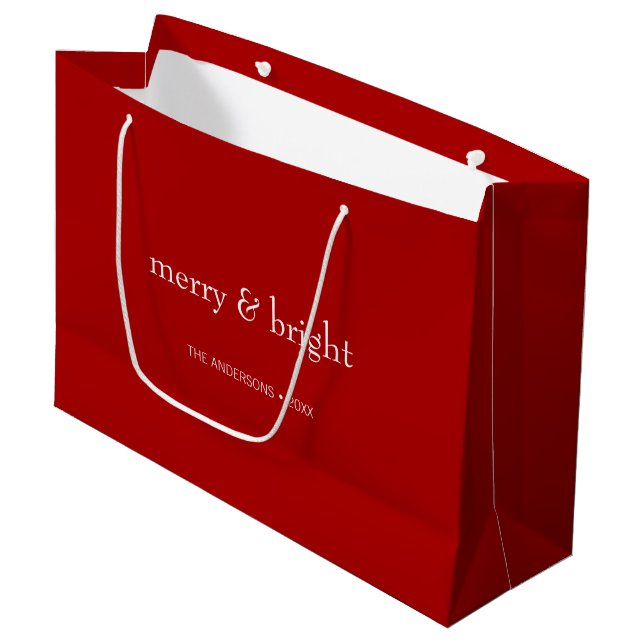 Moderner, fröhlicher und heller Weihnachtsurlaub Große Geschenktüte (Vorderseite Schrägansicht)