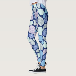 Moderner Frosty Glitzern Paisley Pattern Blue Leggings