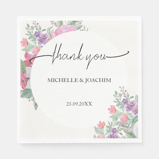 Moderner Frühling Sommer Floral Boho Garden Serviette (Vorderseite)