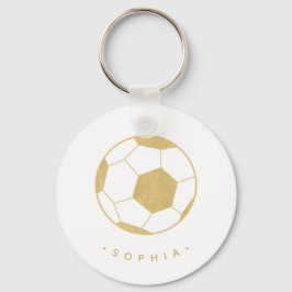 Moderner Fußball in Gold Personalisiert Schlüsselanhänger