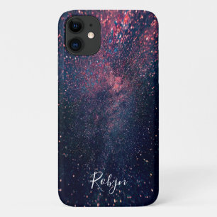 Moderner Galaxy Glitzer Individuelle Name Girly Case-Mate iPhone Hülle
