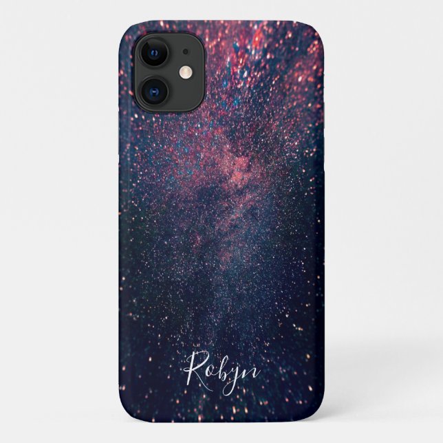 Moderner Galaxy Glitzer Individuelle Name Girly Case-Mate iPhone Hülle (Rückseite)
