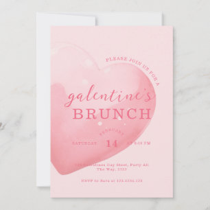 Moderner Galentine's Day Brunch mit großem Herzen Einladung
