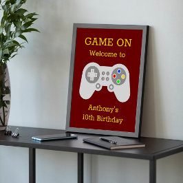 Moderner Gamer jeden Alters Geburtstagsparty Willk Poster