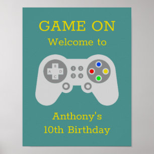 Moderner Gamer jeden Alters Geburtstagsparty Willk Poster