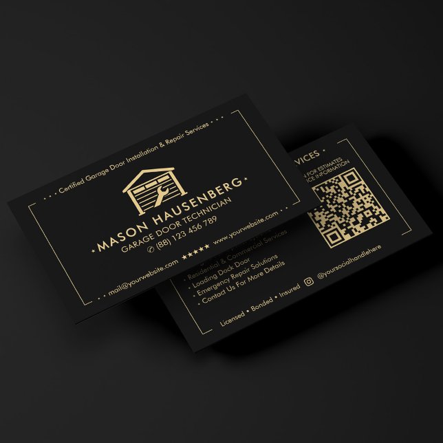 Moderner Garagentor-Techniker Schwarz  Visitenkarte (Modern Garage Door Technician Black Business Card
)