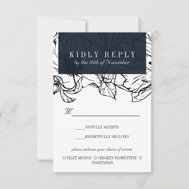 Moderner Garten | Blau |UAWG für Hochzeitessen RSVP Karte (Vorderseite)