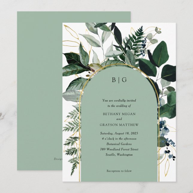 Moderner Garten im Grünen mit elegantem Garten Einladung (Vorne/Hinten)