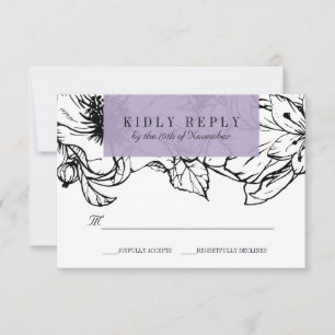 Moderner Garten Lavendel Hochzeitstag mit Blum RSVP Karte