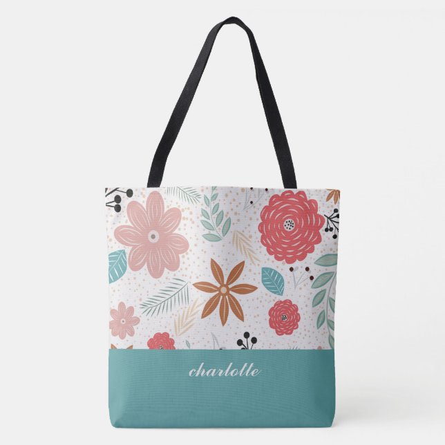 Moderner Garten Mit Monogramm Tote Tasche (Vorderseite)