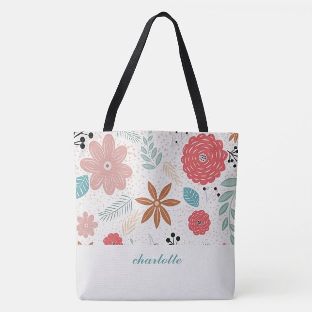 Moderner Garten Mit Monogramm Tote Tasche (Vorderseite)
