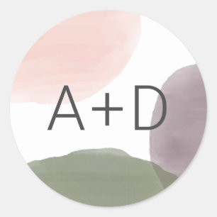 Moderner Gartenwasserfarbener Umschlag Aufkleber,  Runder Aufkleber