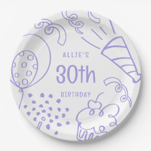 Moderner Geburtstag jedes Niedlichen Periwinkels Pappteller