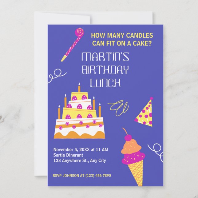 Moderner Geburtstagskuchen Einladung (Vorderseite)