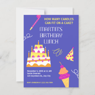 Moderner Geburtstagskuchen Magneteinladung