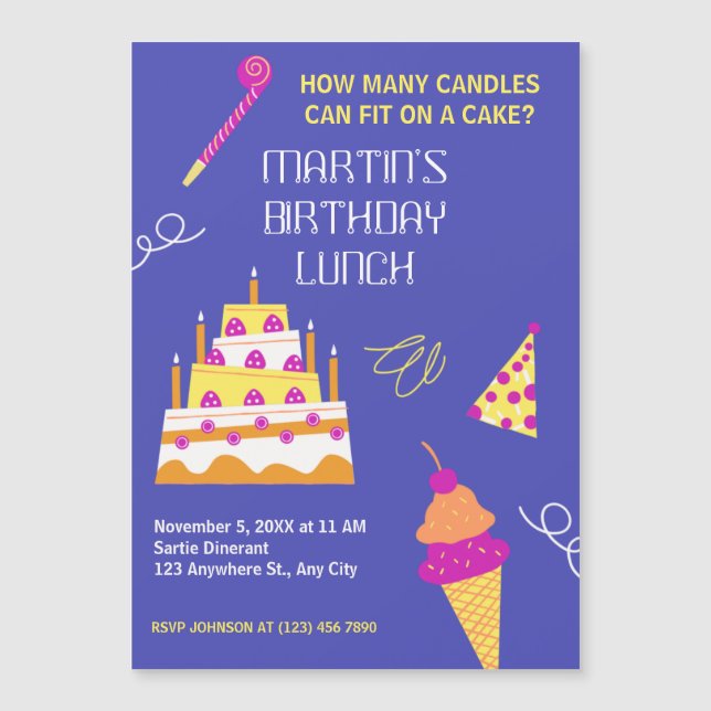 Moderner Geburtstagskuchen Magneteinladung (Vorderseite)