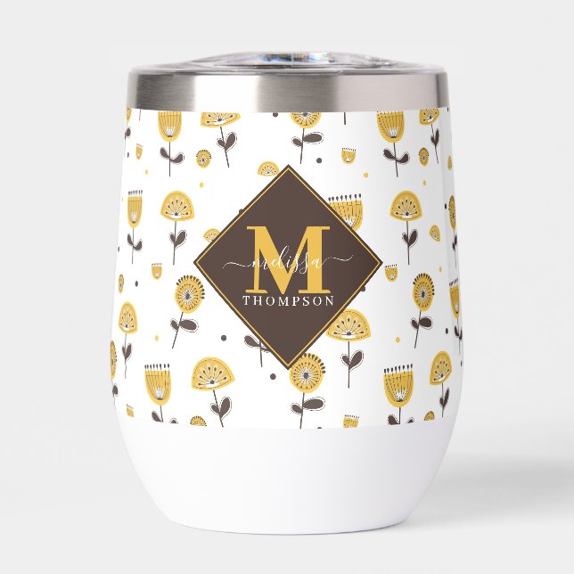 Moderner Gelbblütenblume Individuelle Name Mitte d (Vorderseite)