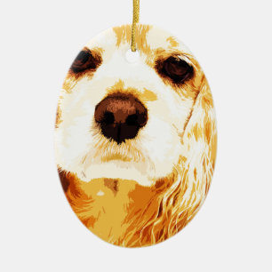 moderner gelber Amerikaner cocker spaniel Keramik Ornament