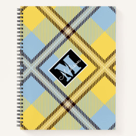 Moderner Gelber Karierter Tartan Personalisierter  Notizbuch