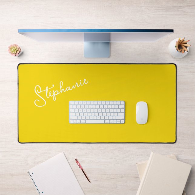 Moderner gelber Minimalistischer Personalisierter  Schreibtischunterlage (Büro 1)