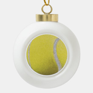 Moderner Gelber Tennisball mit Imitat Glitzer Line Keramik Kugel-Ornament