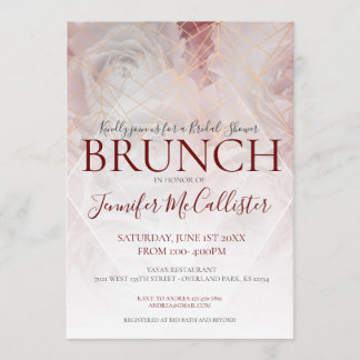 Moderner geometrischer Blumenchic-BrautpartyBrunch Einladung