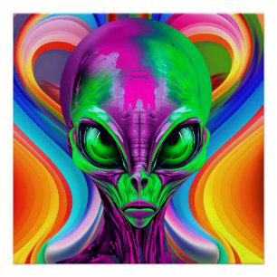 Moderner geometrischer bunter Alien Poster