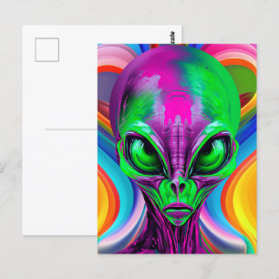 Moderner geometrischer bunter Außerirdischer Postkarte