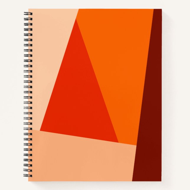Moderner geometrischer Farbblock warmes Rotes Oran Notizbuch (Vorderseite)