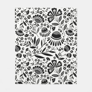 Moderner geometrischer Garten-Blumenschwarzweiss Fleecedecke