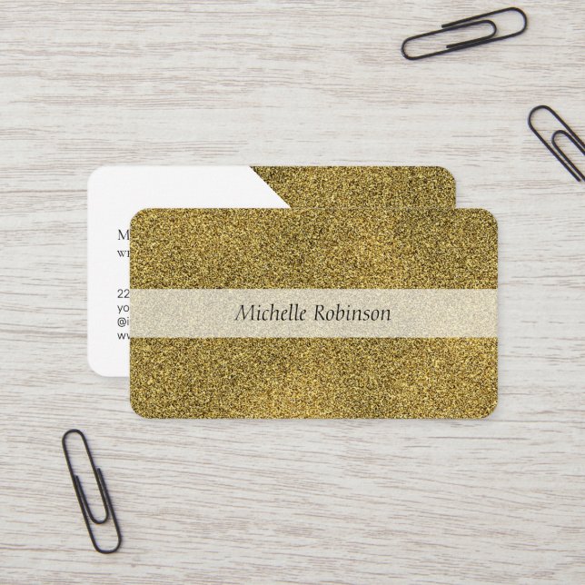 Moderner geometrischer Glitzer Gold Beruflich Visitenkarte (Vorderseite/Rückseite Beispiel)