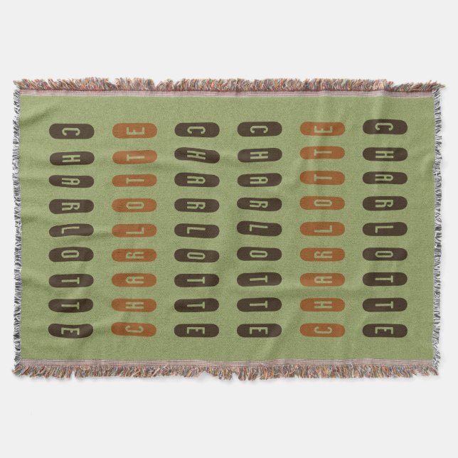 Moderner geometrischer, grünbrauner Individuelle N Decke (Vorderseite)