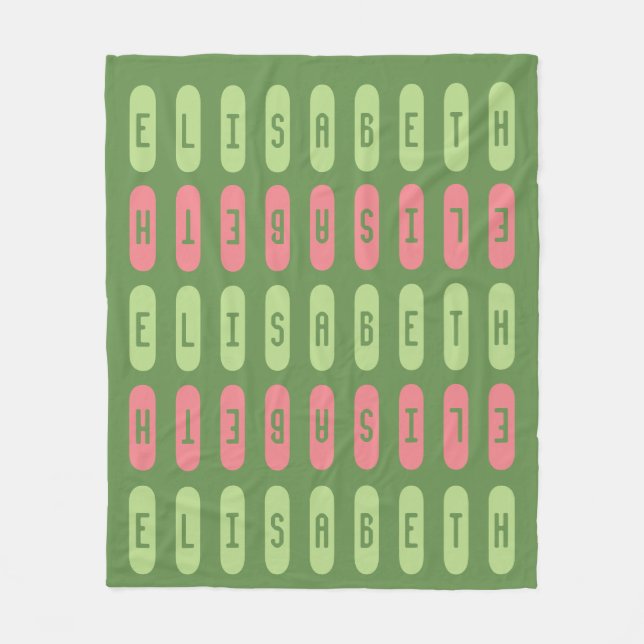 Moderner geometrischer, grüner Individuelle Name Fleecedecke (Vorderseite)