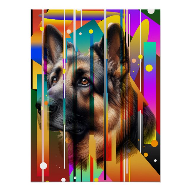 Moderner geometrischer Hund Poster (Vorderseite)