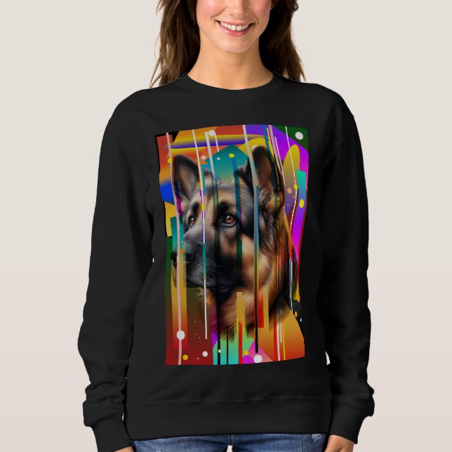 Moderner geometrischer Hund Sweatshirt (Vorderseite)