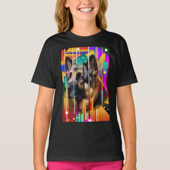 Moderner geometrischer Hund T-Shirt (Vorderseite)