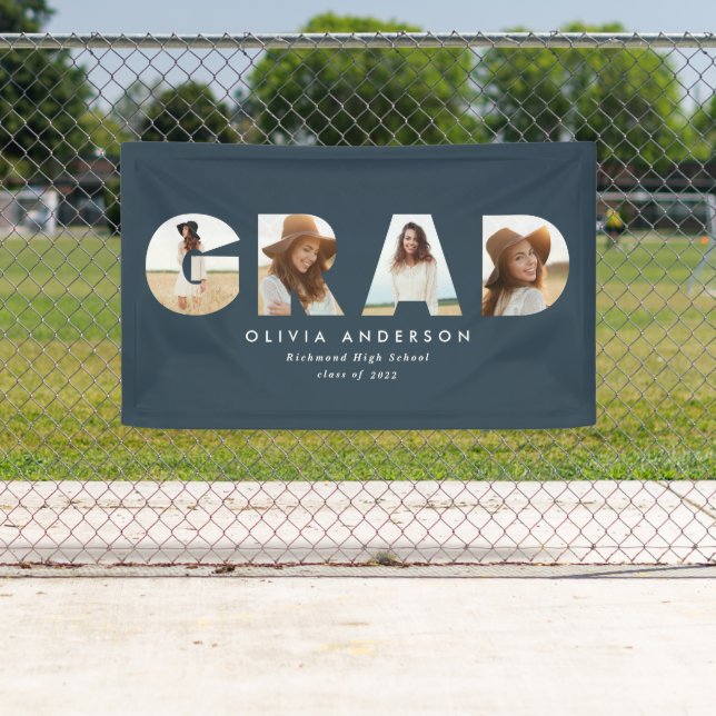 Moderner geometrischer marineblauer Abschluss mit  Banner (Insitu)