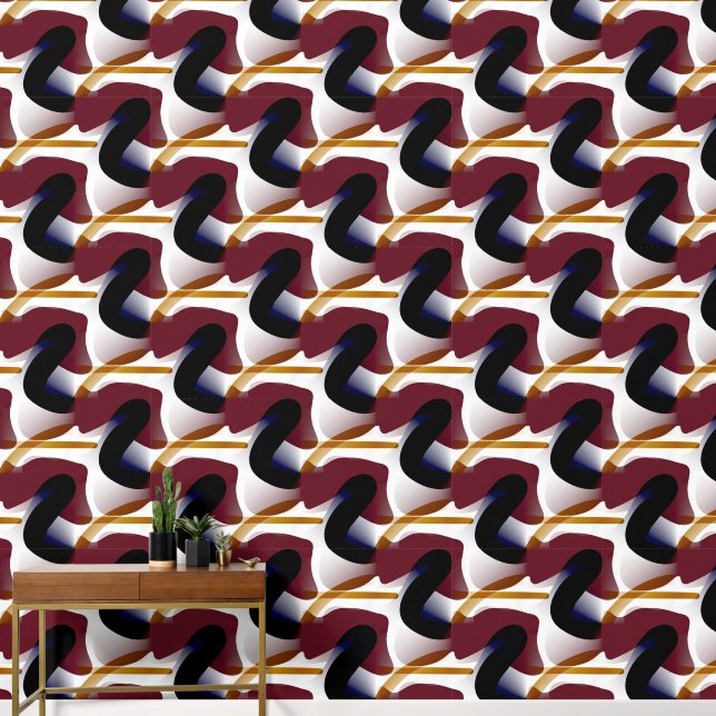 Moderner geometrischer Minimalismus in Burnt Sienn Tapete (Korridor)