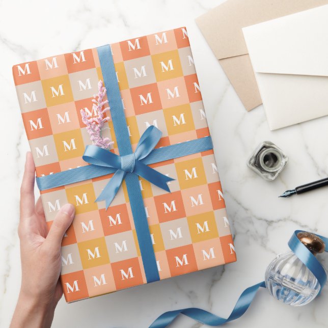 Moderner geometrischer monogramm Farbblock Geschenkpapier (Schenken)