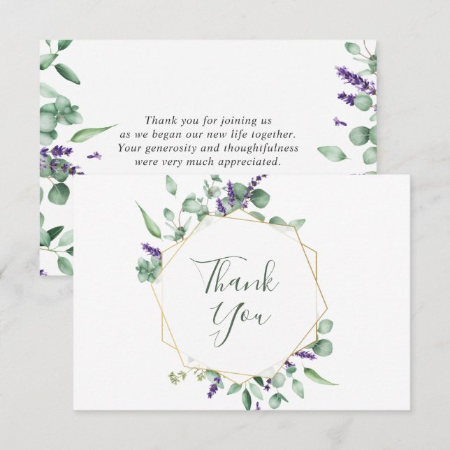 Moderner geometrischer Rahmen für Eukalyptus dank  Dankeskarte (Vorne/Hinten)