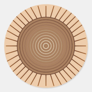 Moderner geometrischer Sonnenbrand - Braun und Tan Runder Aufkleber