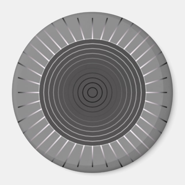Moderner geometrischer Sonnenburst - Dunkler Hämat Magnet (Vorne)