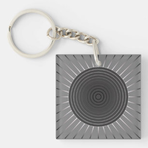 Moderner geometrischer Sonnenburst - Dunkler Hämat Schlüsselanhänger