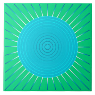 Moderner geometrischer Sonnendurchbruch - Blau und Fliese